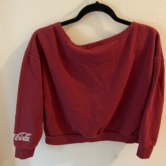 NWOT Coca Cola 60% Cotton Cropped Maroon Sweatshirt Size S Y2K - Picture 4 of 5